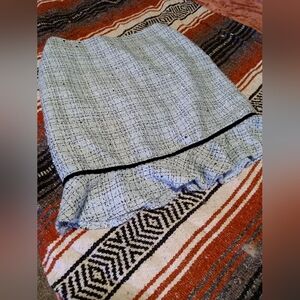 Worthington Blue Tweed A-Line Skirt with Black Trim